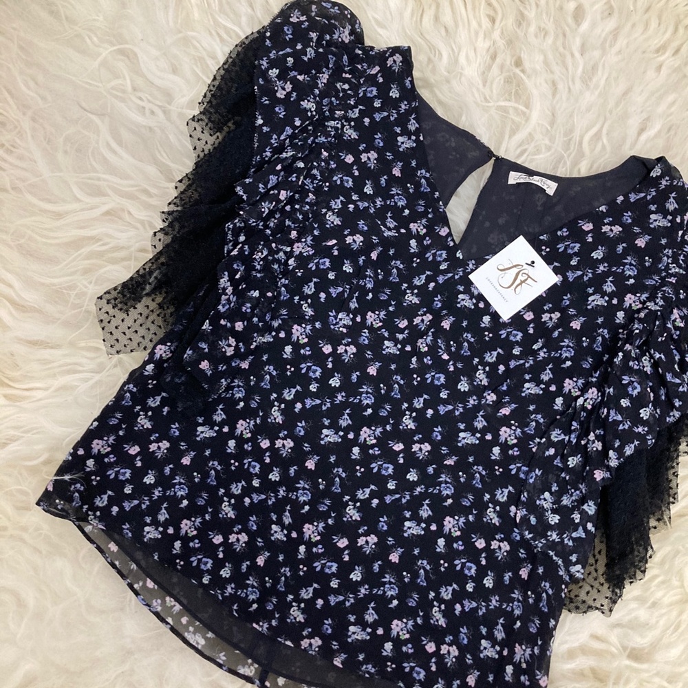 LOVESHACKFANCY Silk Floral Print Blouse - Picture 4 of 8